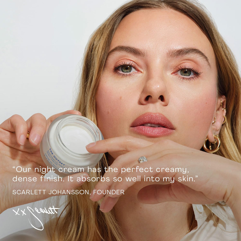 The Outset Restorative Night Cream being gently applied to face and neck.