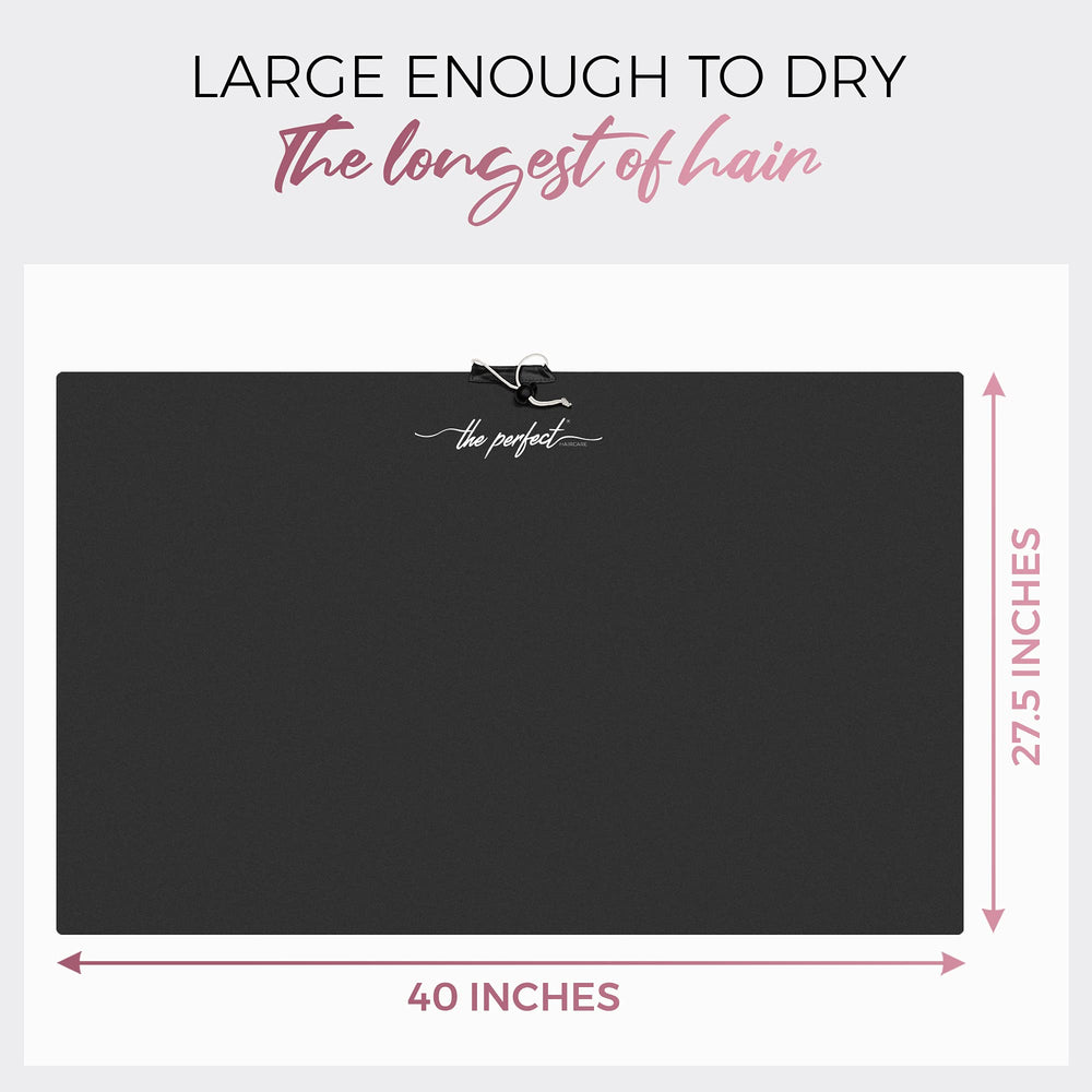 The Perfect Haircare microfiber towel wrap supports all hair types with versatile wrapping options.