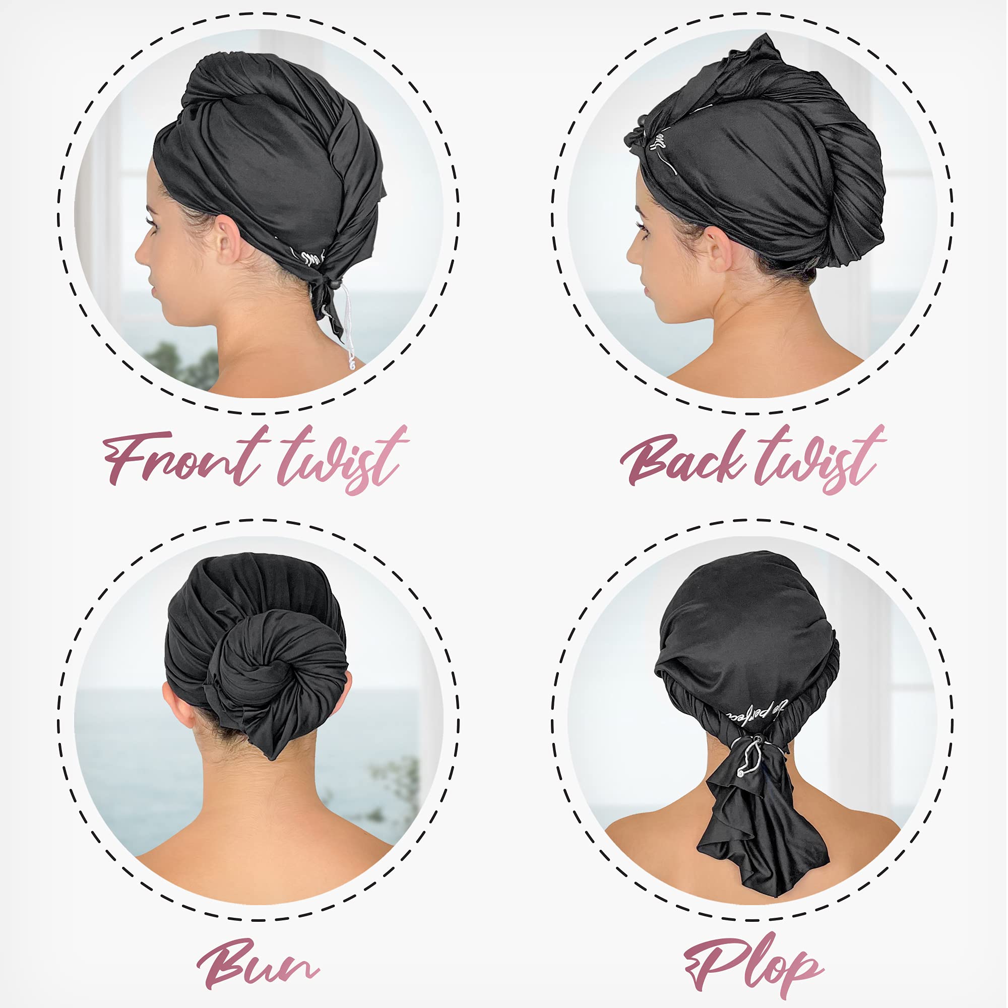 The Perfect Haircare microfiber towel wrap helps reduce breakage and frizz with smooth microfibers.