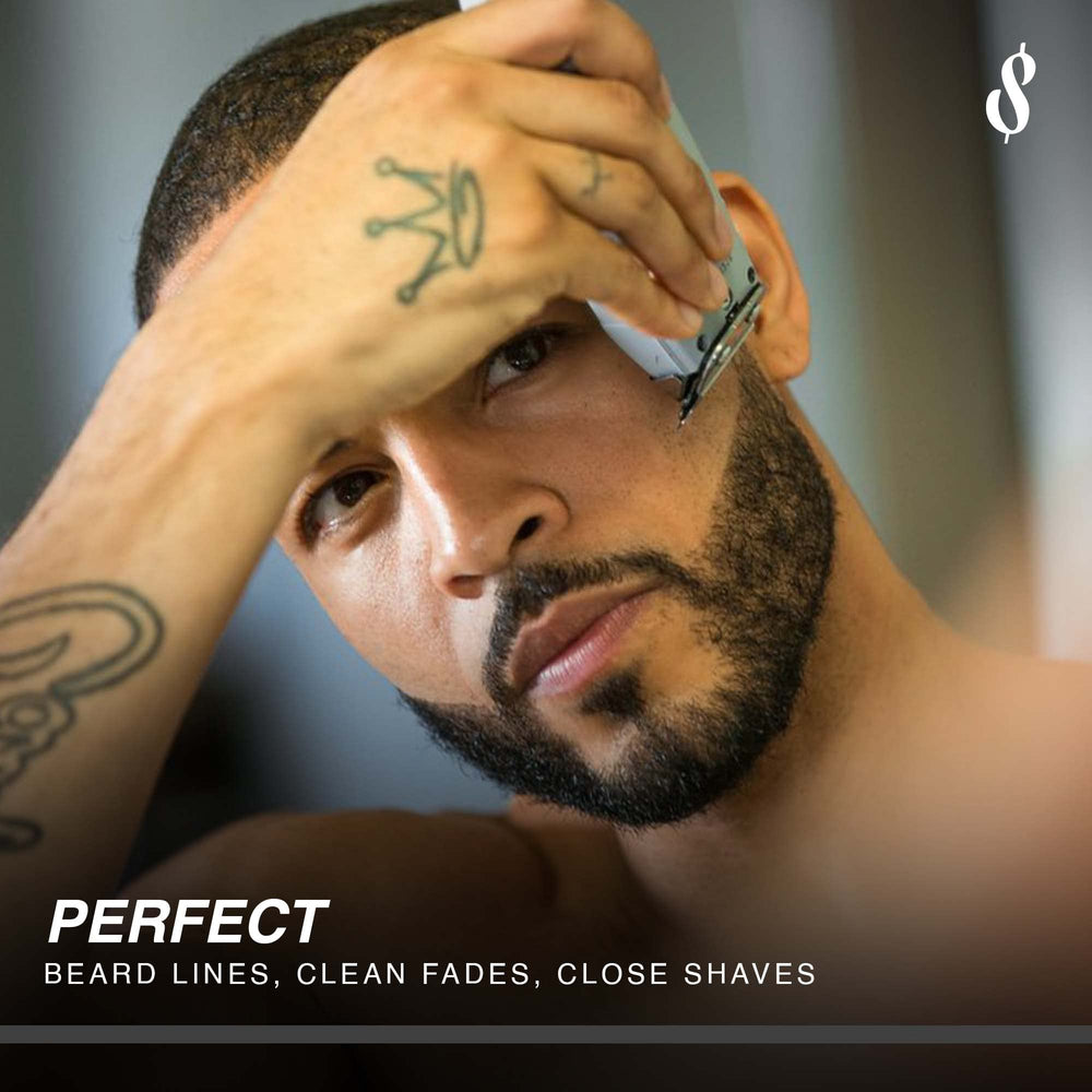 The Rich Barber blade modifier close-up edge for ultra-close cuts.