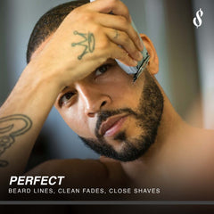 The Rich Barber blade modifier close-up edge for ultra-close cuts.