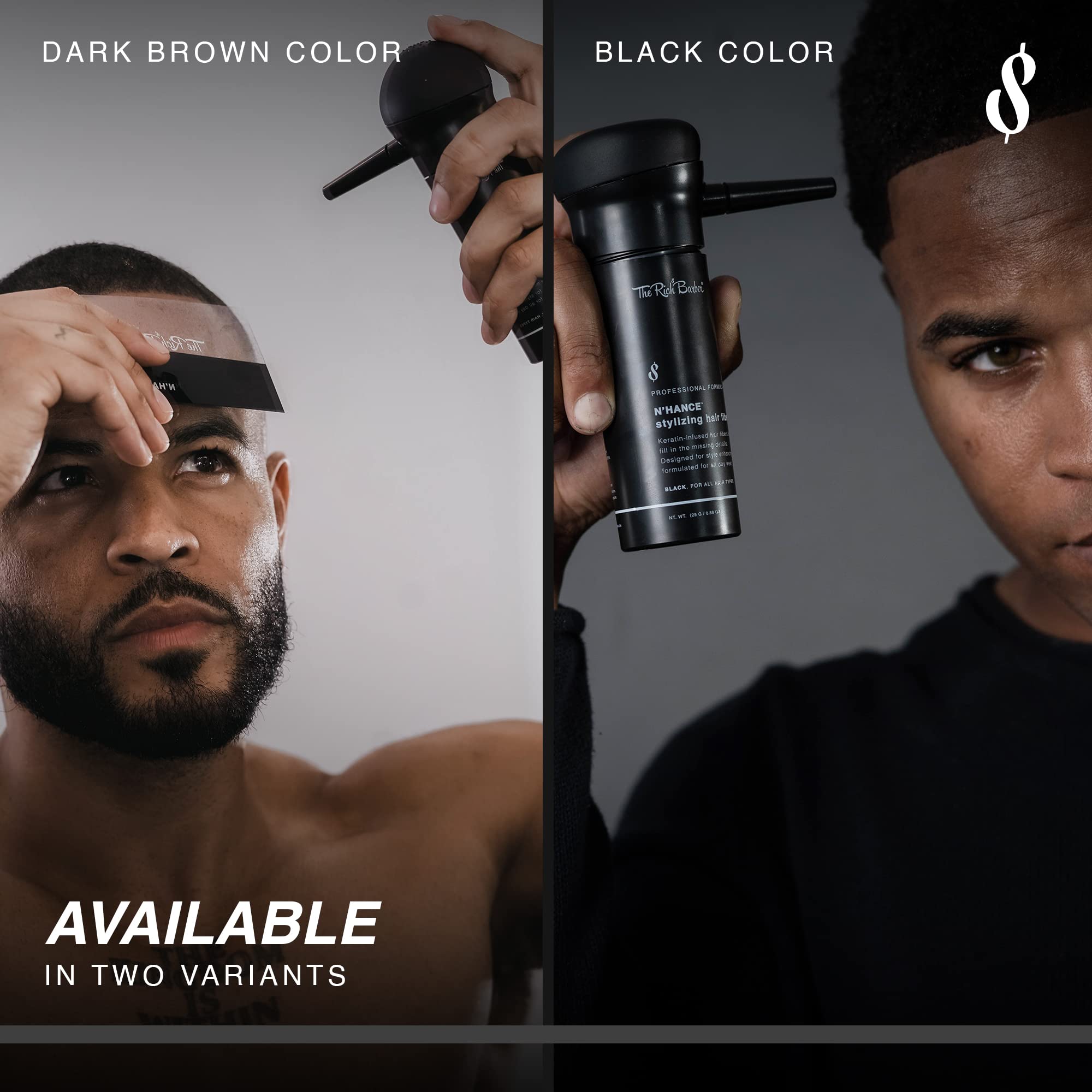 The Rich Barber N'Hance application card aids precise placement.