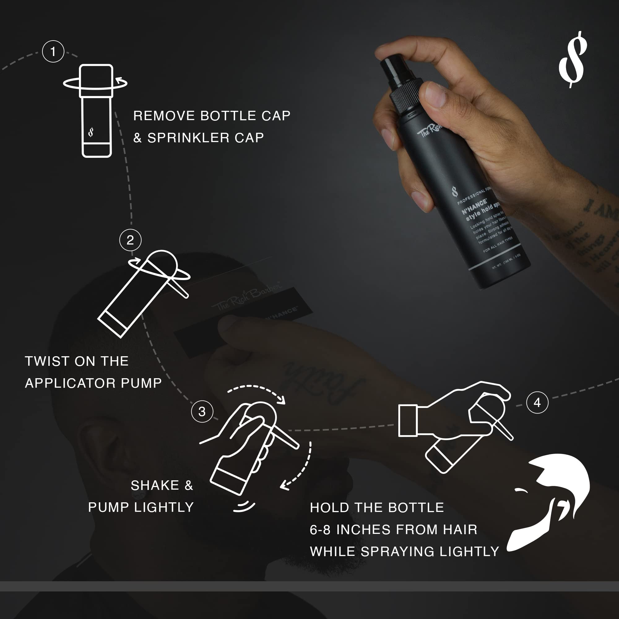The Rich Barber N'Hance keratin fibers create a natural finish.