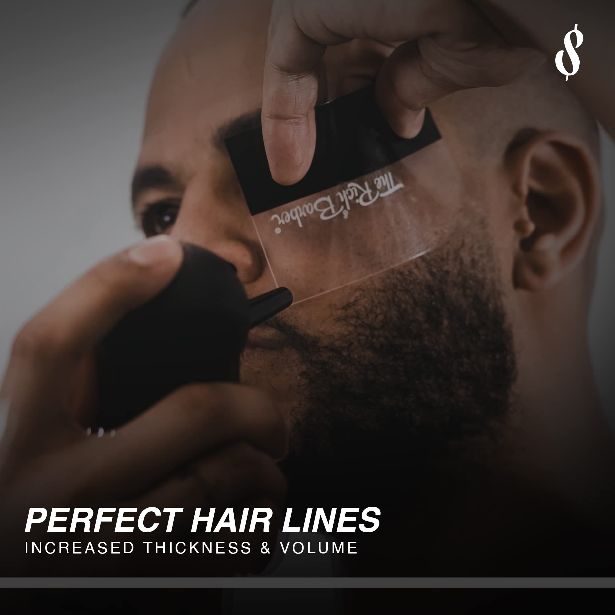 The Rich Barber N'Hance keratin-infused fibers 25g blend naturally.