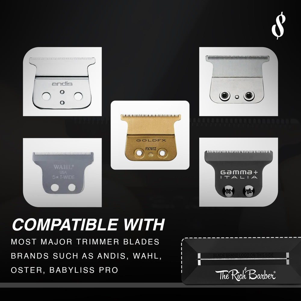 The Rich Barber professional-use setup showing easy blade sharpening.