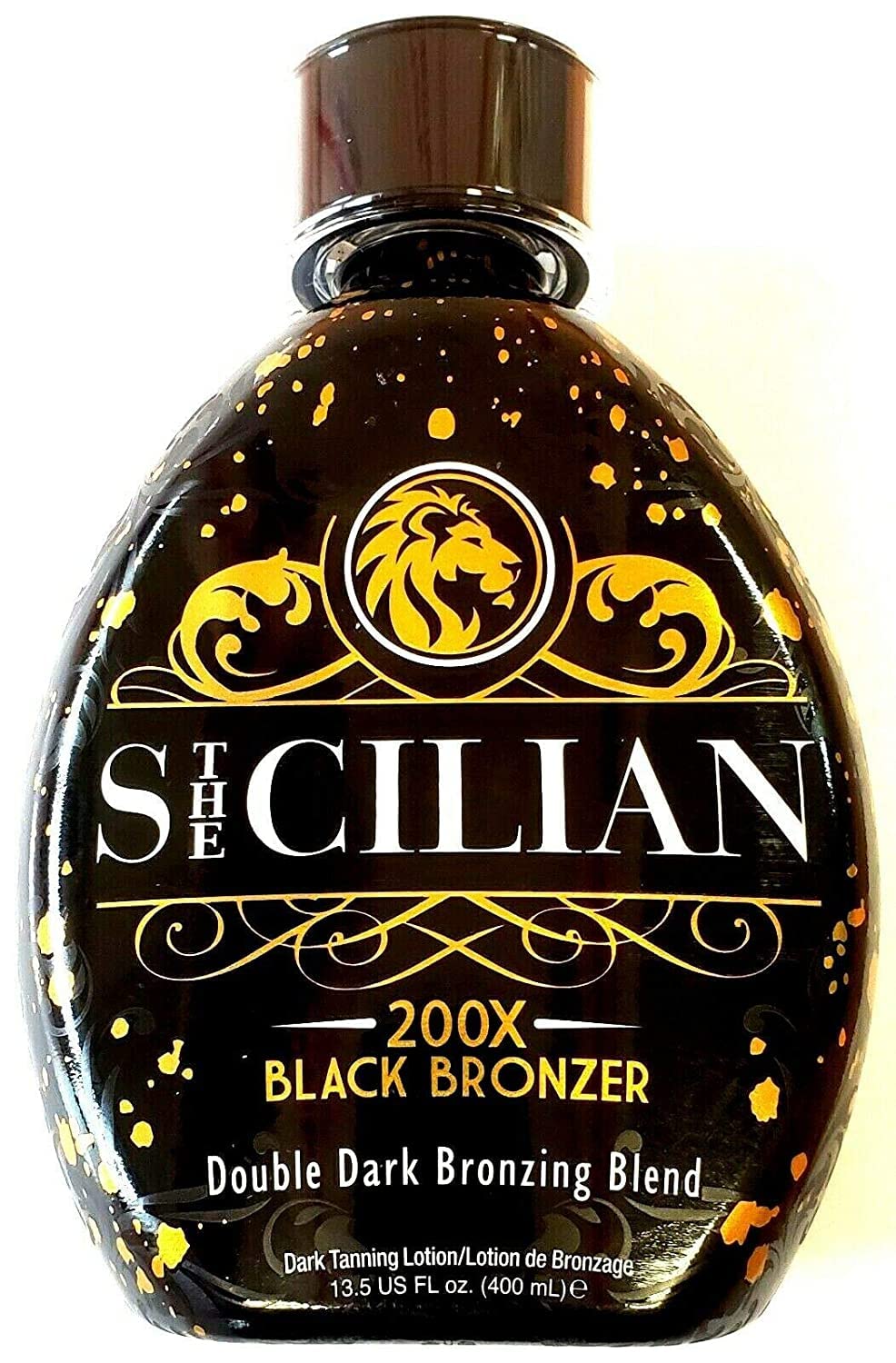 The Sicilian 200X dark bronzer bottle ready for a luxe sunless tanning session.