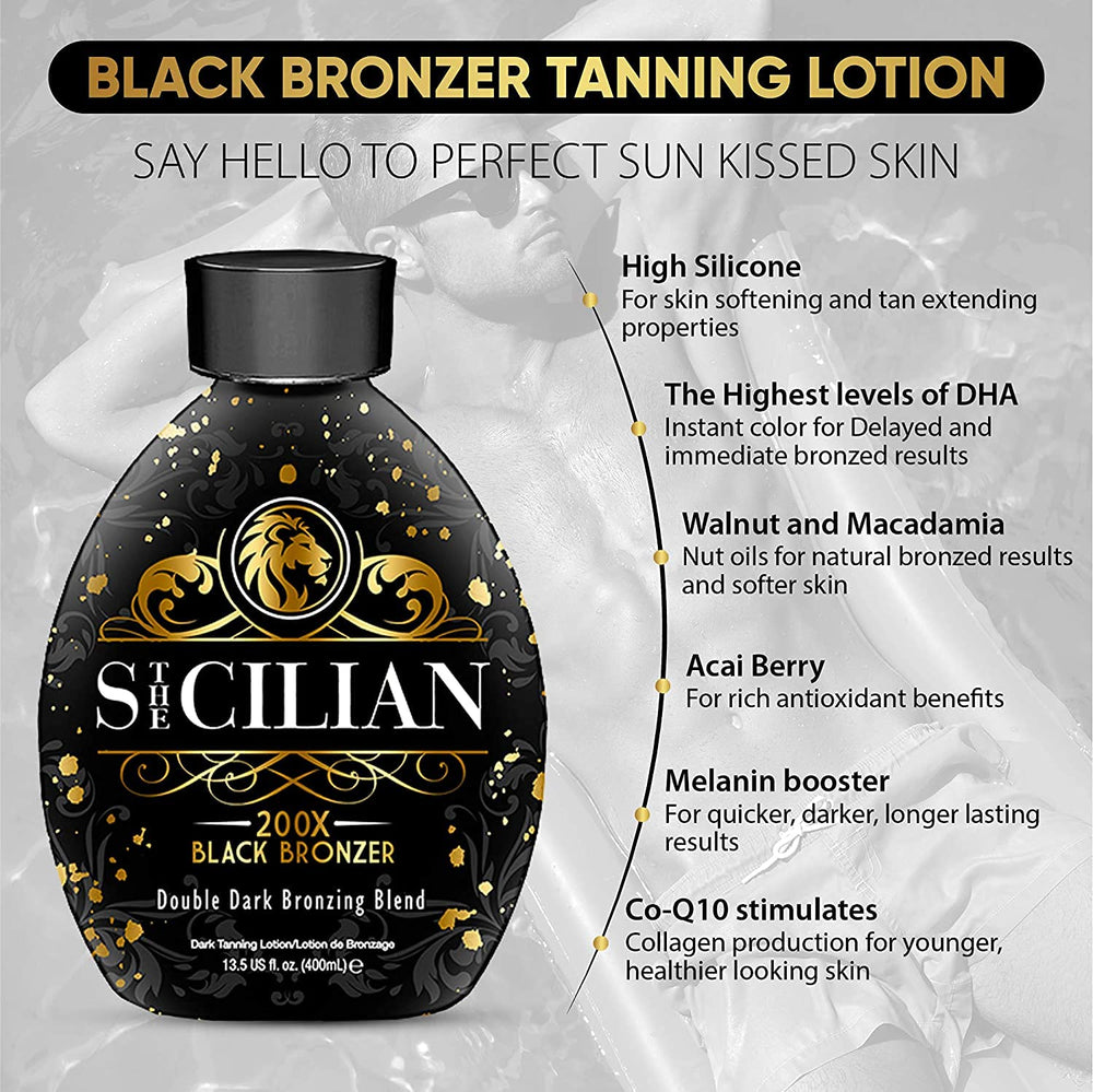 The Sicilian 200X swatches reveal a gradual, natural-looking deep bronze.