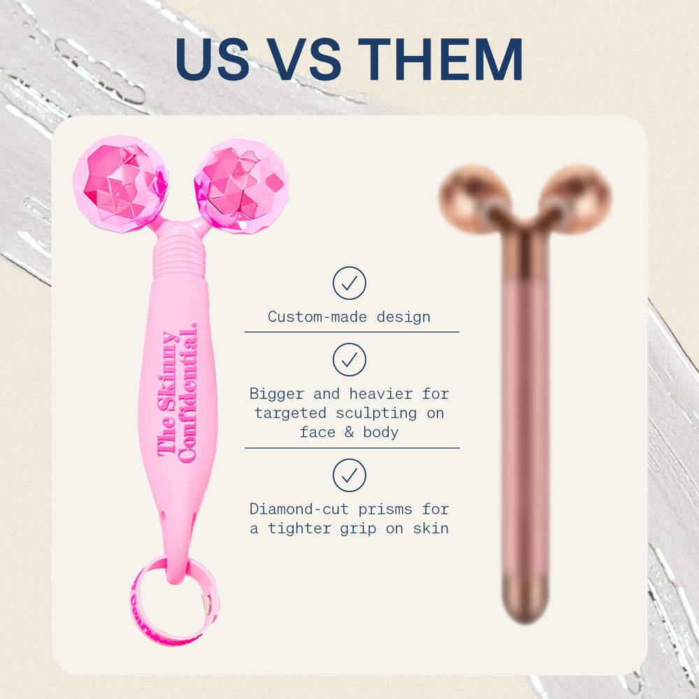 The Skinny Confidential Face Roller cooling effect enhances soothing routine.