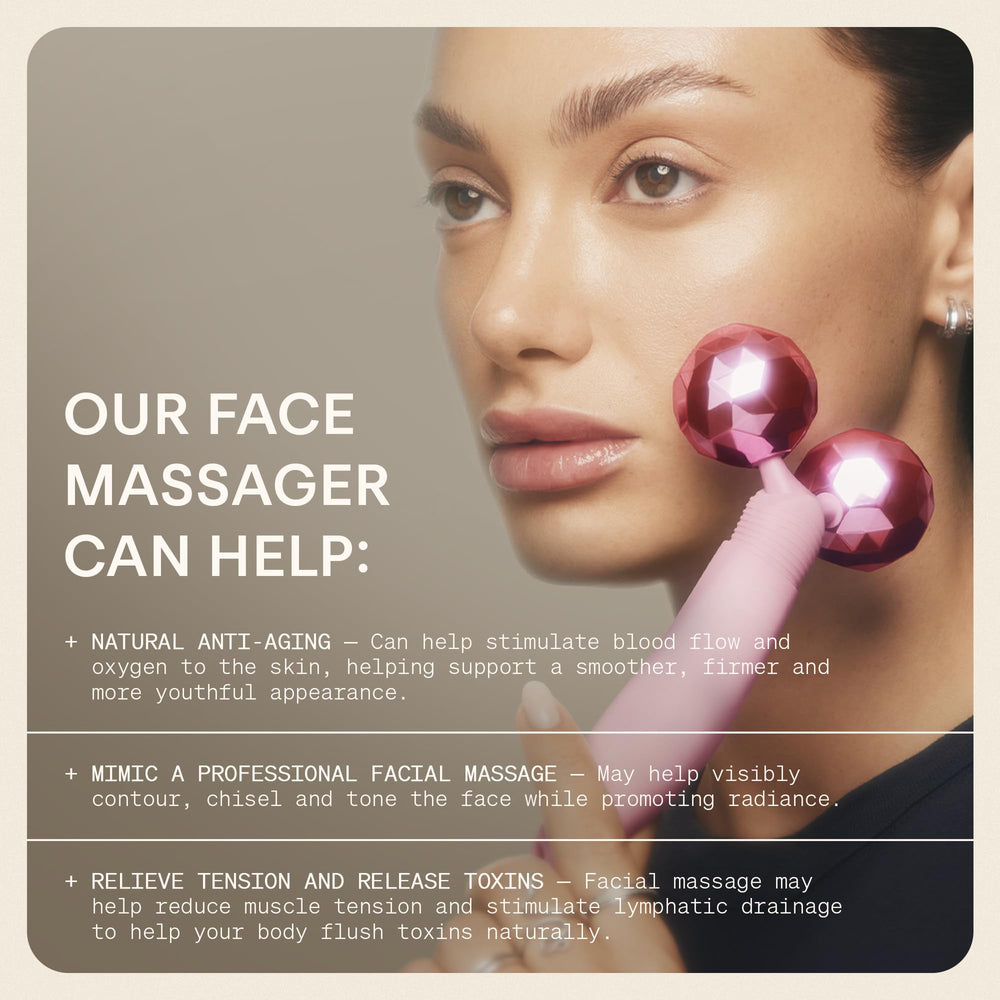 The Skinny Confidential Face Roller jawline contour for targeted lifting feel.