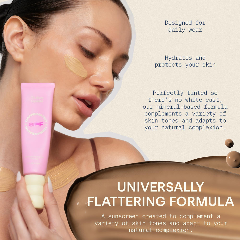 The Skinny Confidential tinted sunscreen ingredients highlight a fragrance-free, clean formula without parabens or phthalates.