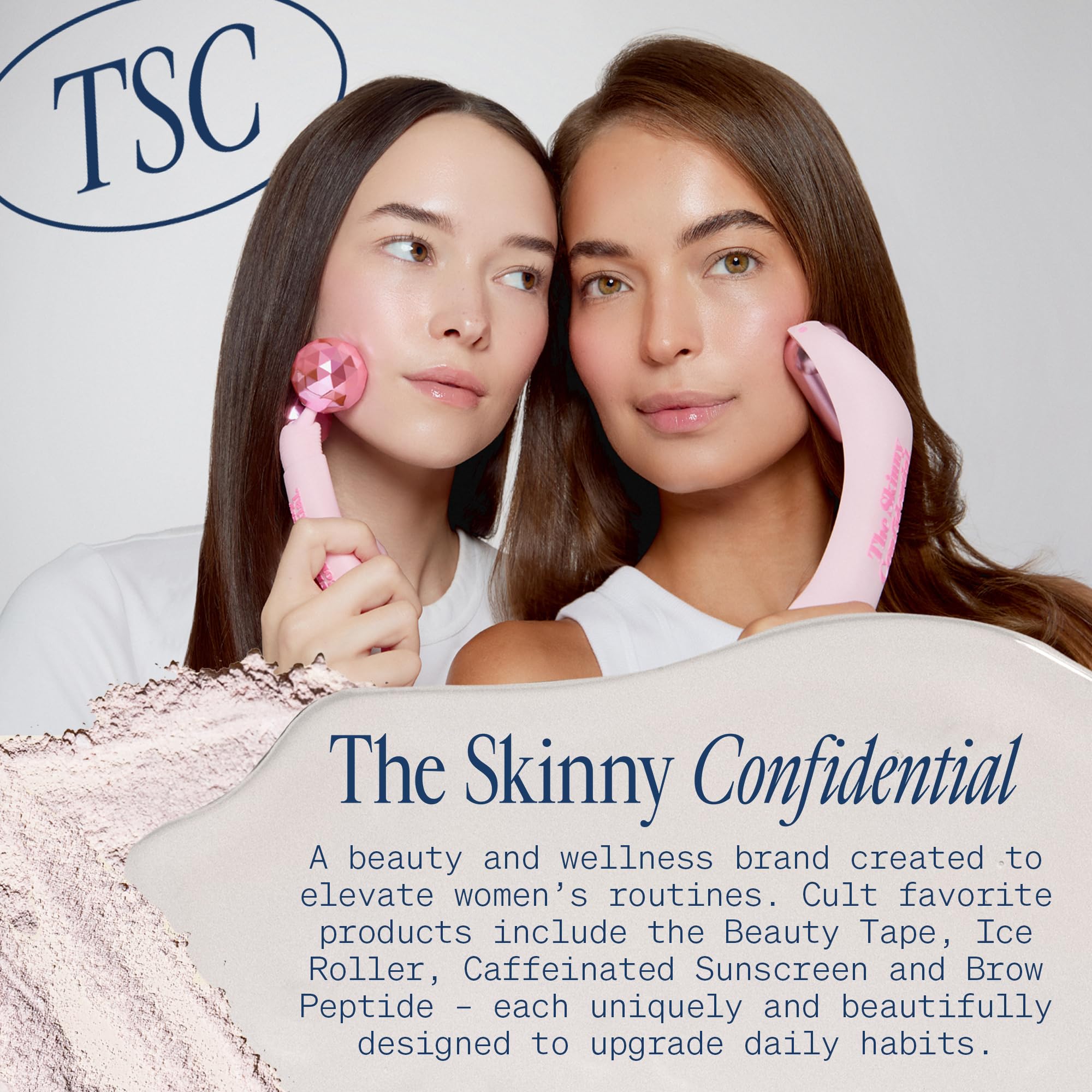 The Skinny Confidential tinted sunscreen packaging-ready setup signals simple, on-the-go daily use.