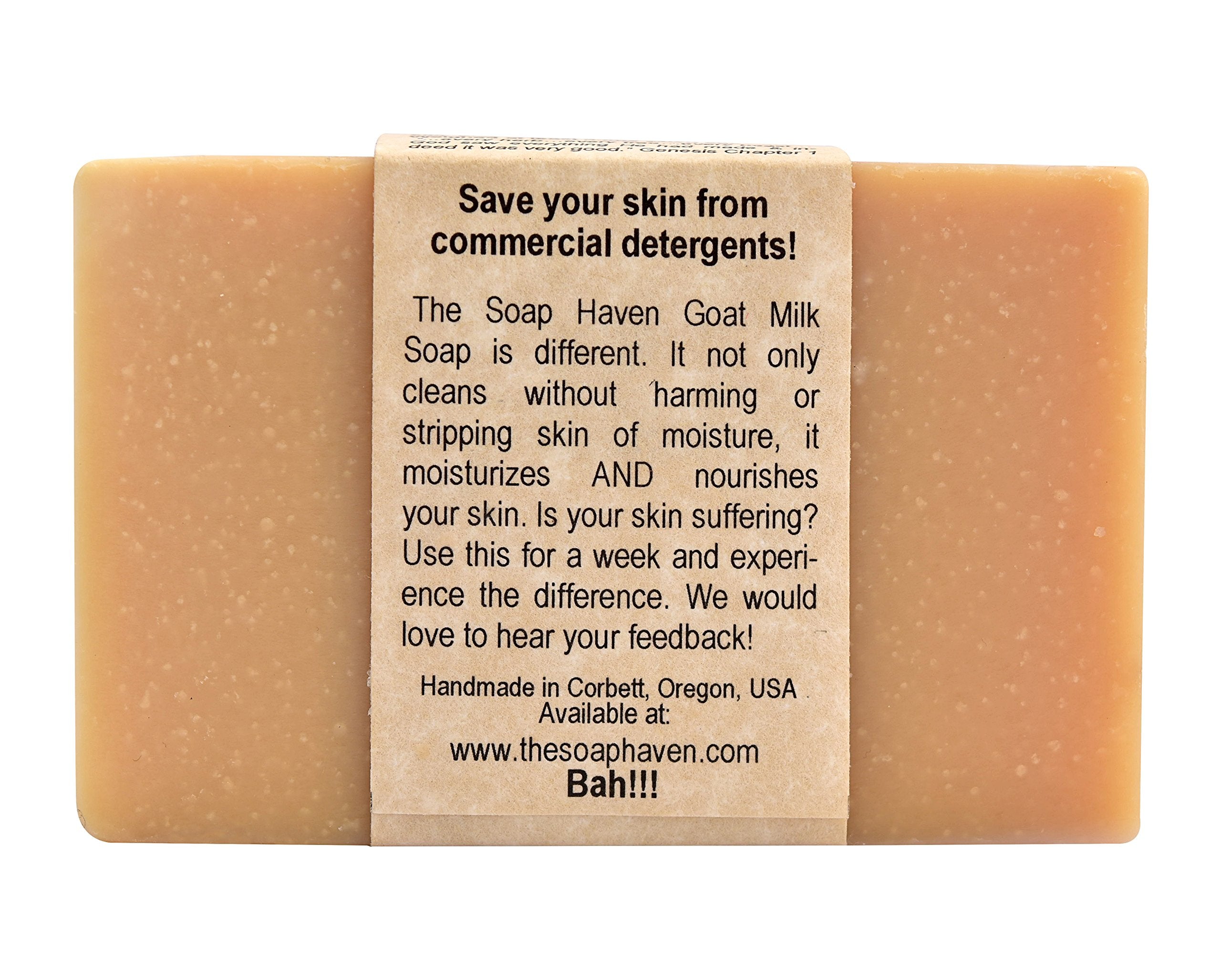 The Soap Haven made-in-USA label closeup confirms handmade craftsmanship and quality ingredients.