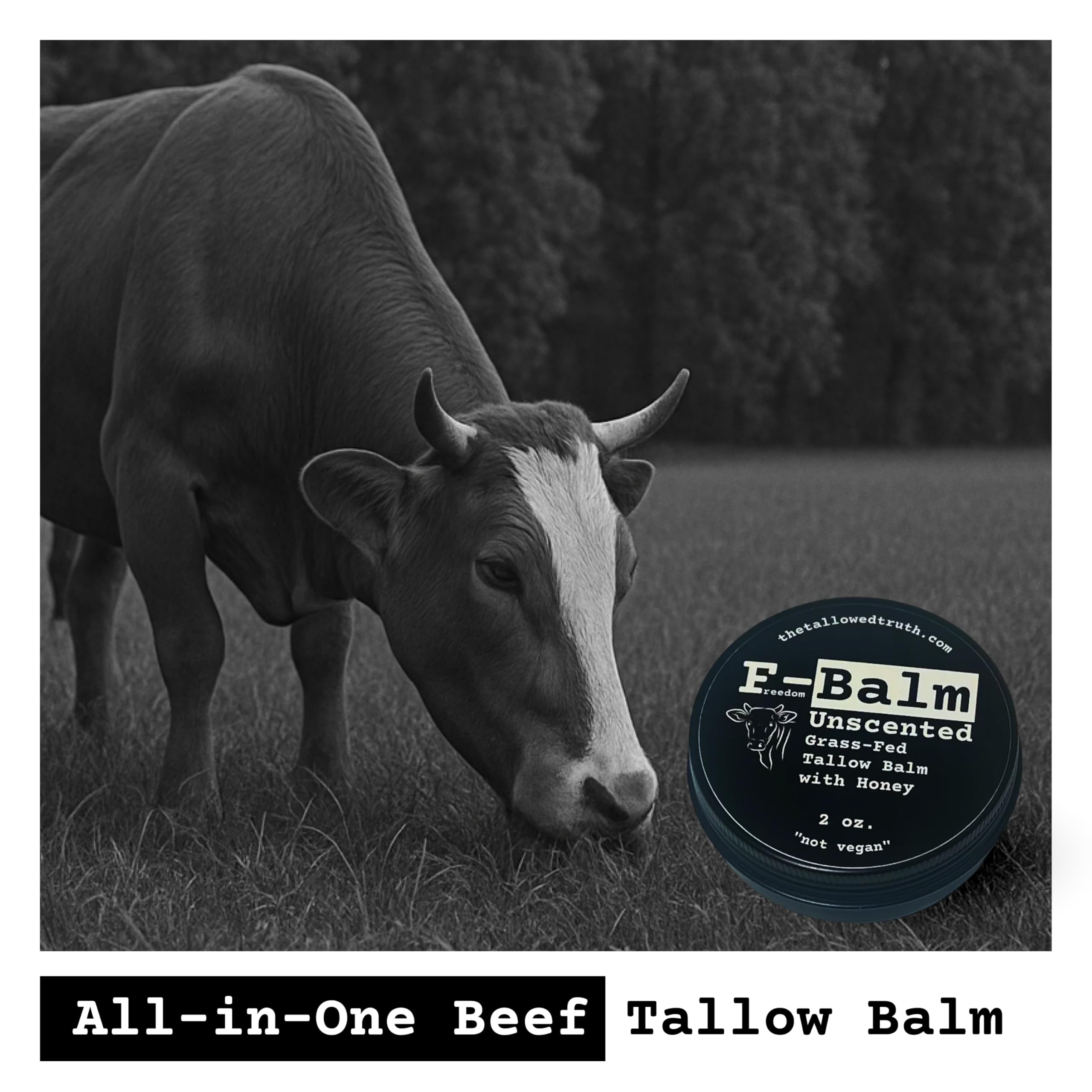 The Tallowed Truth F-Balm body application showing non-greasy finish.