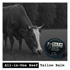The Tallowed Truth F-Balm body application showing non-greasy finish.