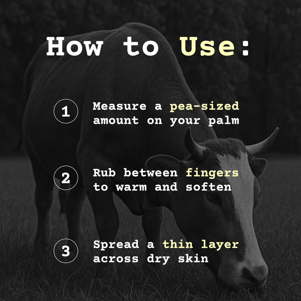 The Tallowed Truth F-Balm ingredients label highlighting grass-fed tallow.