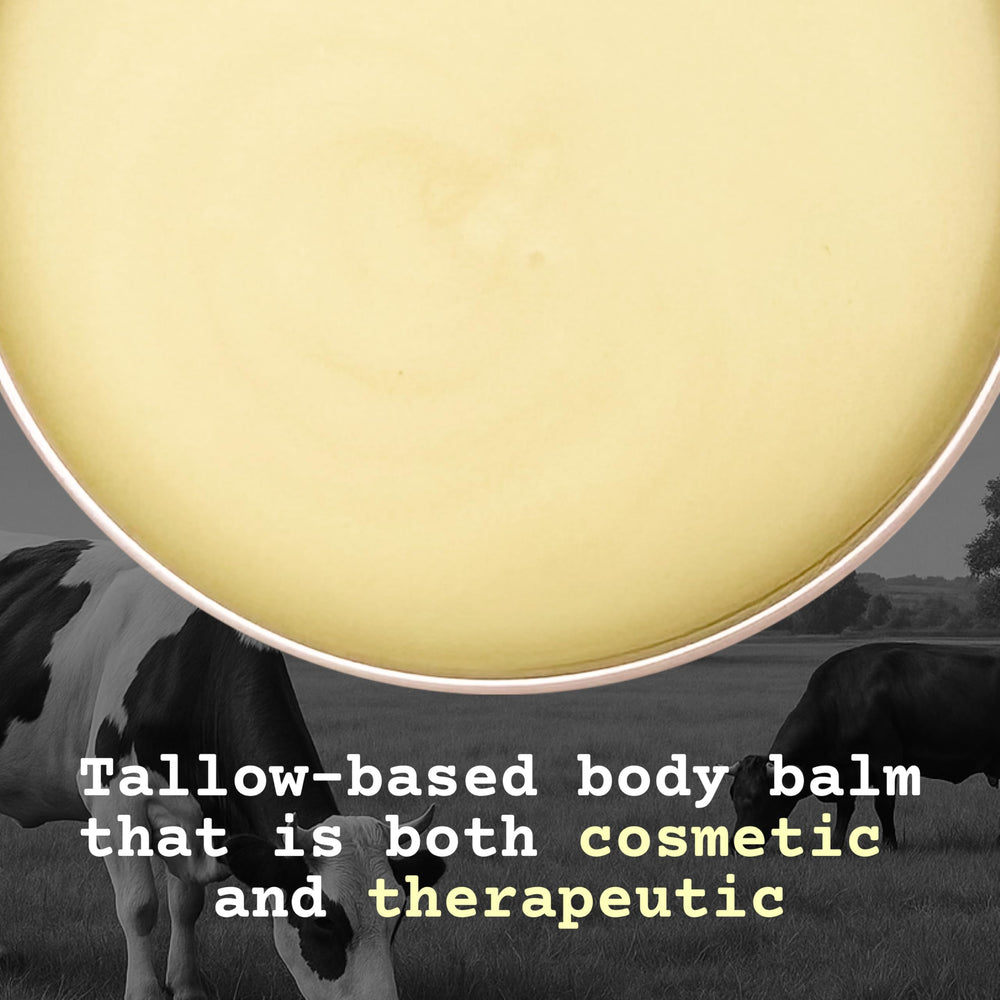 The Tallowed Truth F-Balm texture closeup reveals rich yet absorbent balm.