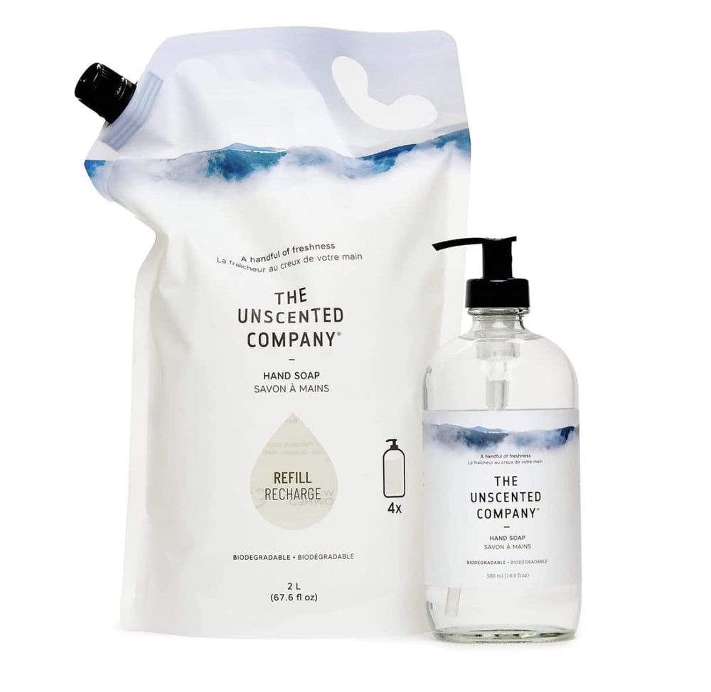 The Unscented Company plant-based ingredients label emphasizes gentle, plant-based cleansing.
