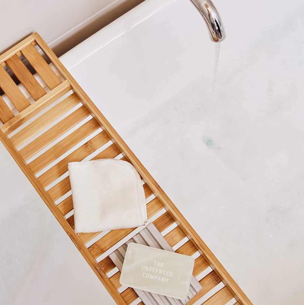 The Unscented Company unscented soap bar hand application highlights gentle cleansing, everyday care.