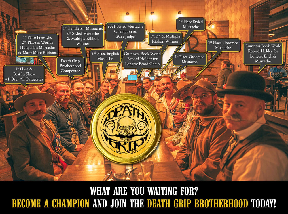 The Vintage Grooming Co. Death Grip cruelty-free moustache wax.