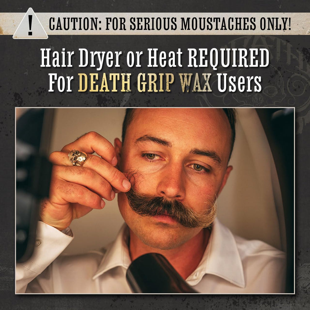 The Vintage Grooming Co. Death Grip wax in hot weather for reliable hold.