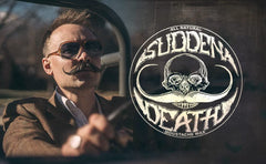 The Vintage Grooming Co Sudden Death wax packaging for on-the-go grooming.