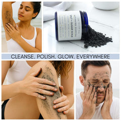 The Yellow Bird Activated Charcoal Armpit Scrub cleanses and preps underarms for smoother skin