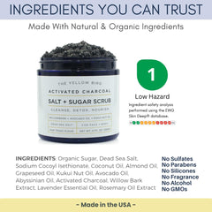 The Yellow Bird Activated Charcoal Feet Scrub softens heels with a refreshing detox