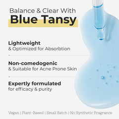 The Yellow Bird Balancing Blue Tansy Face Oil dropper in action supports hydration and calm.