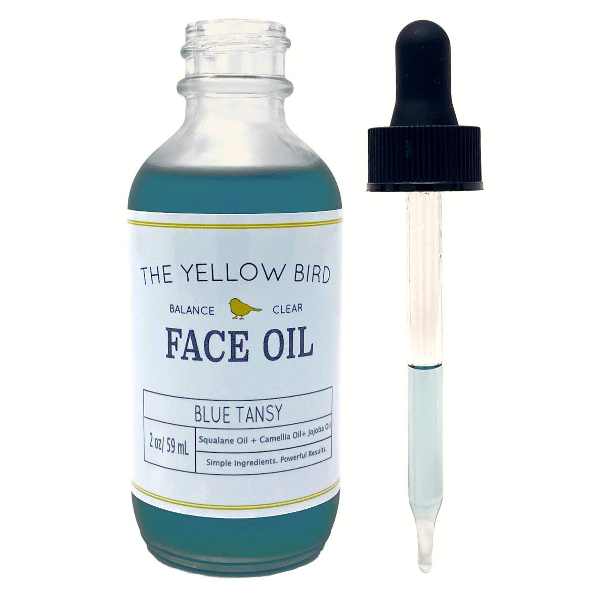 The Yellow Bird Balancing Blue Tansy oil used as spot treatment for blemishes.