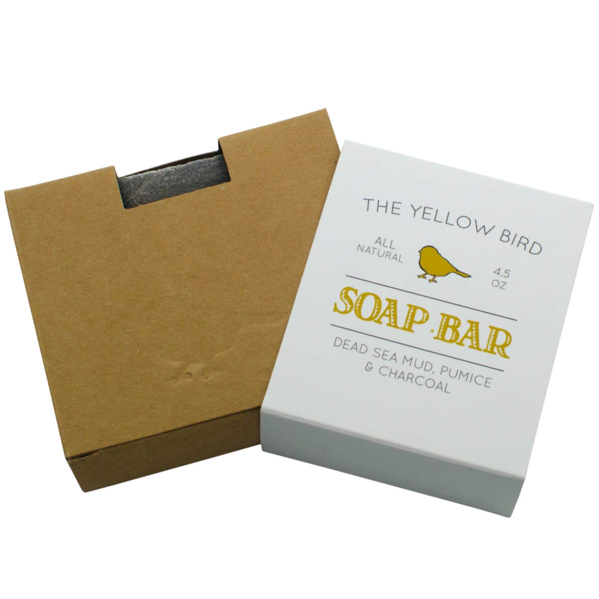 The Yellow Bird Dead Sea Mud Soap Bar with natural essential oils offers a citrus aroma.