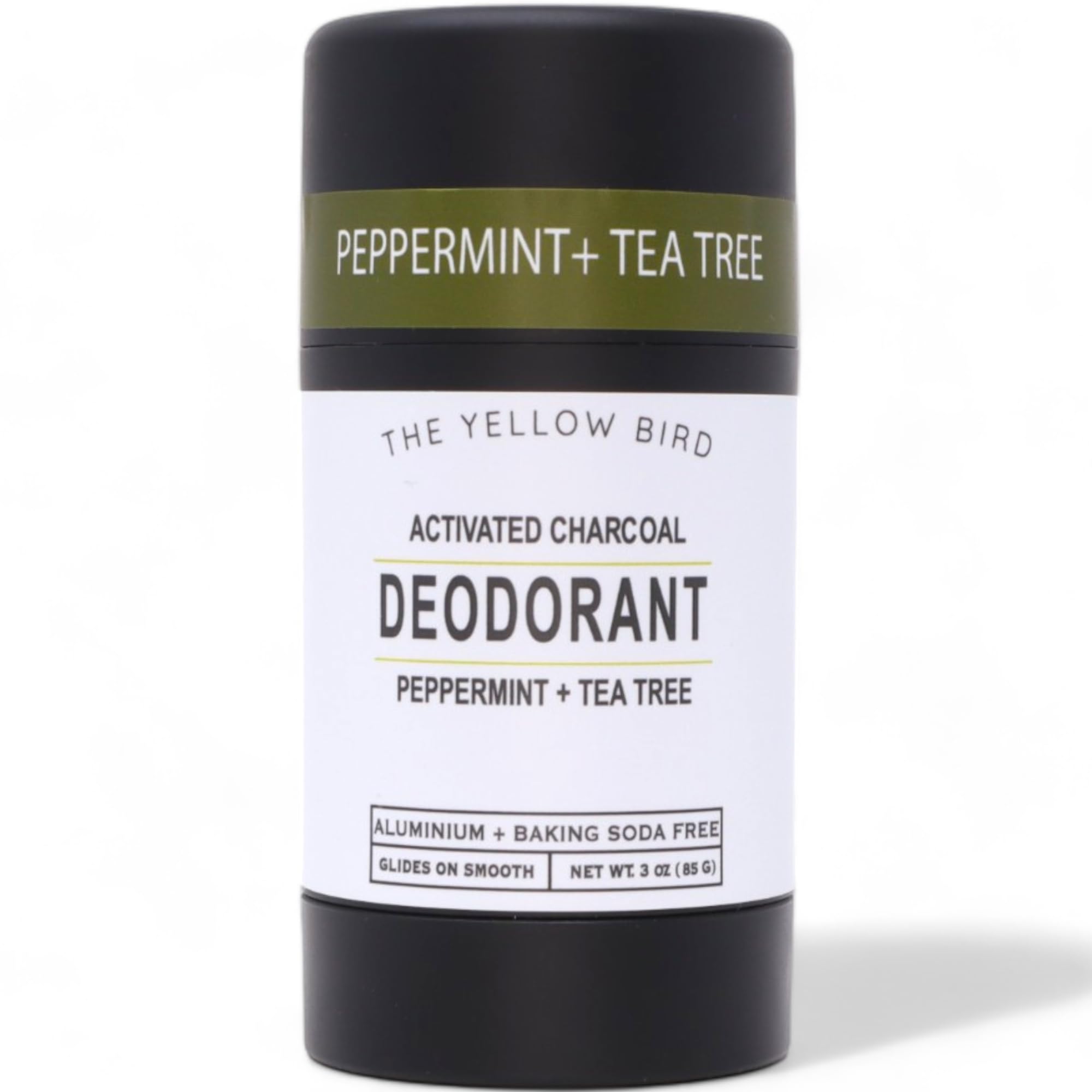 The Yellow Bird natural deodorant packaging shows a 3oz size for everyday carry.