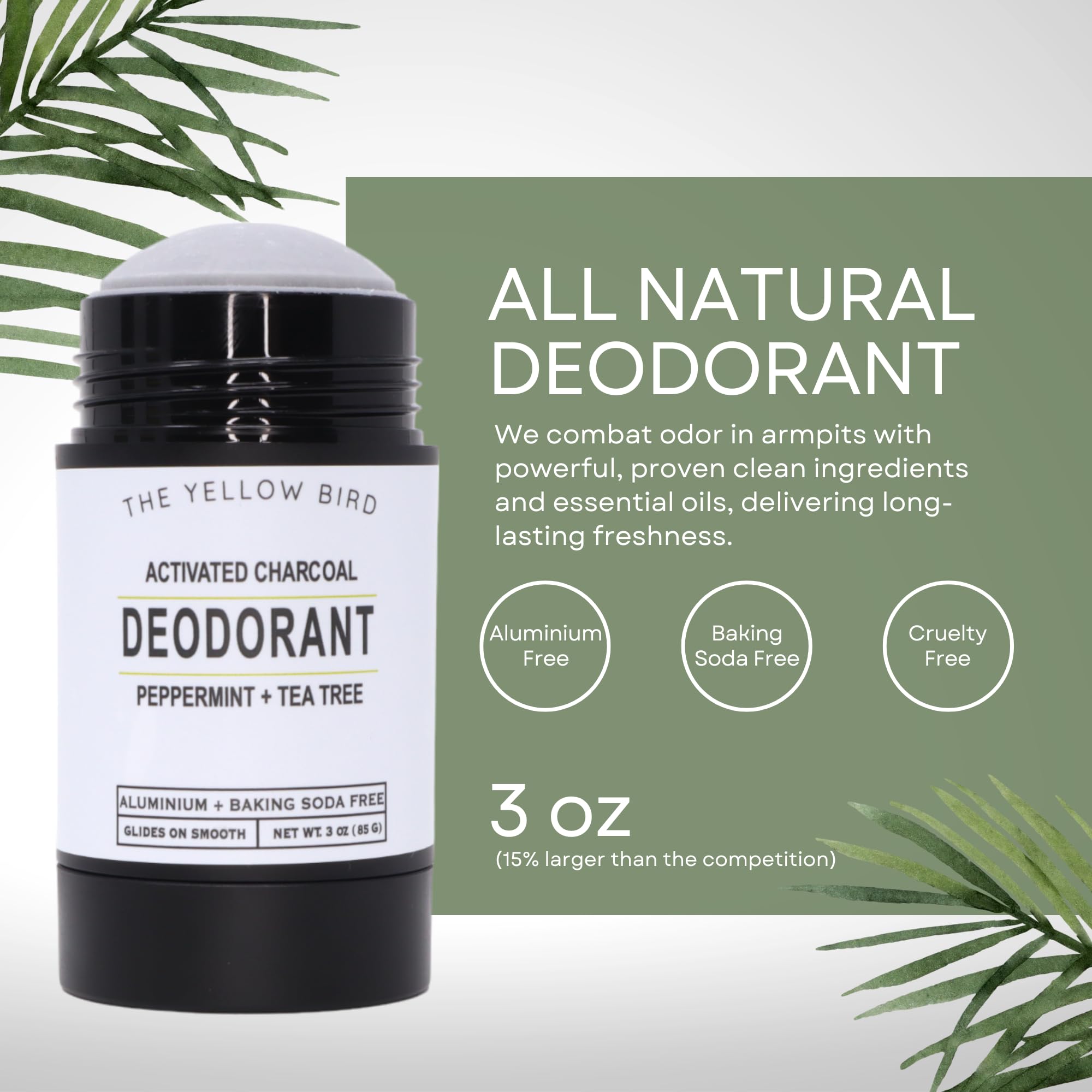 The Yellow Bird natural deodorant stick glides on smoothly for invisible protection.