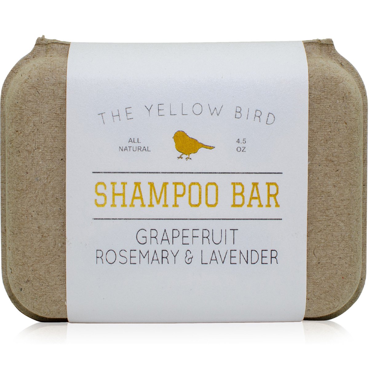 The Yellow Bird solid bar shampoo grapefruit essence closeup for refreshing scalp care.