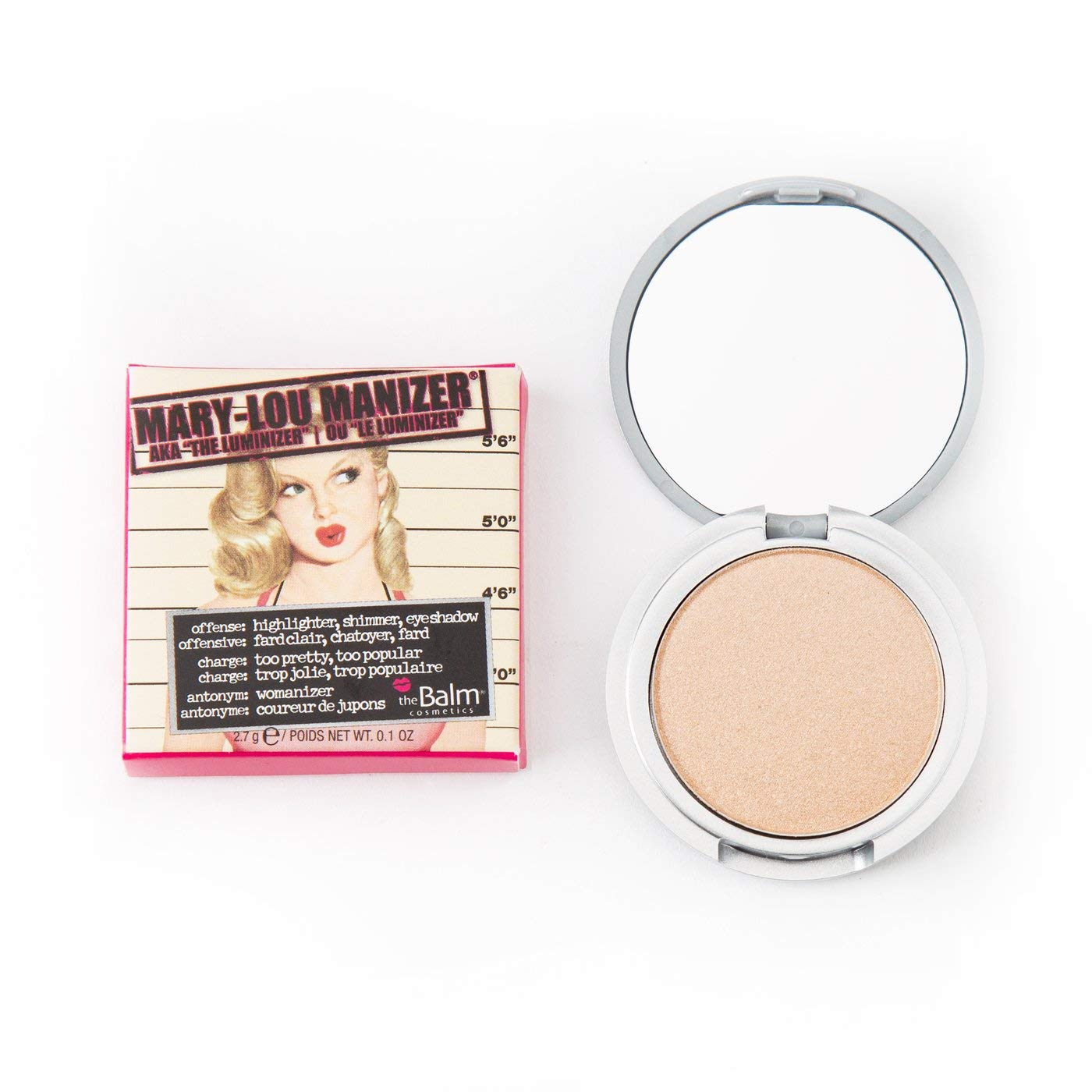 theBalm Mary-Lou Manizer compact open for champagne glow on cheekbones