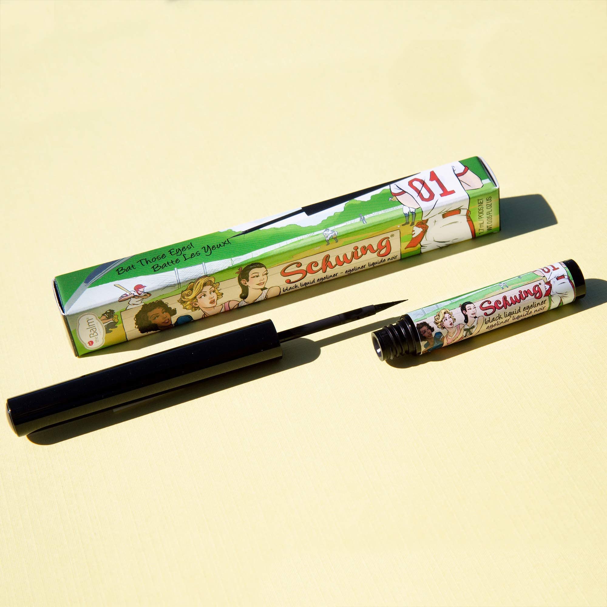 theBalm Schwing long-wear formula resists flaking for lasting look