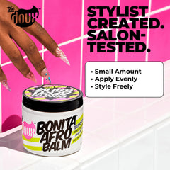 The Doux Bonita Afro Balm braid-styles application adds soft hold without buildup
