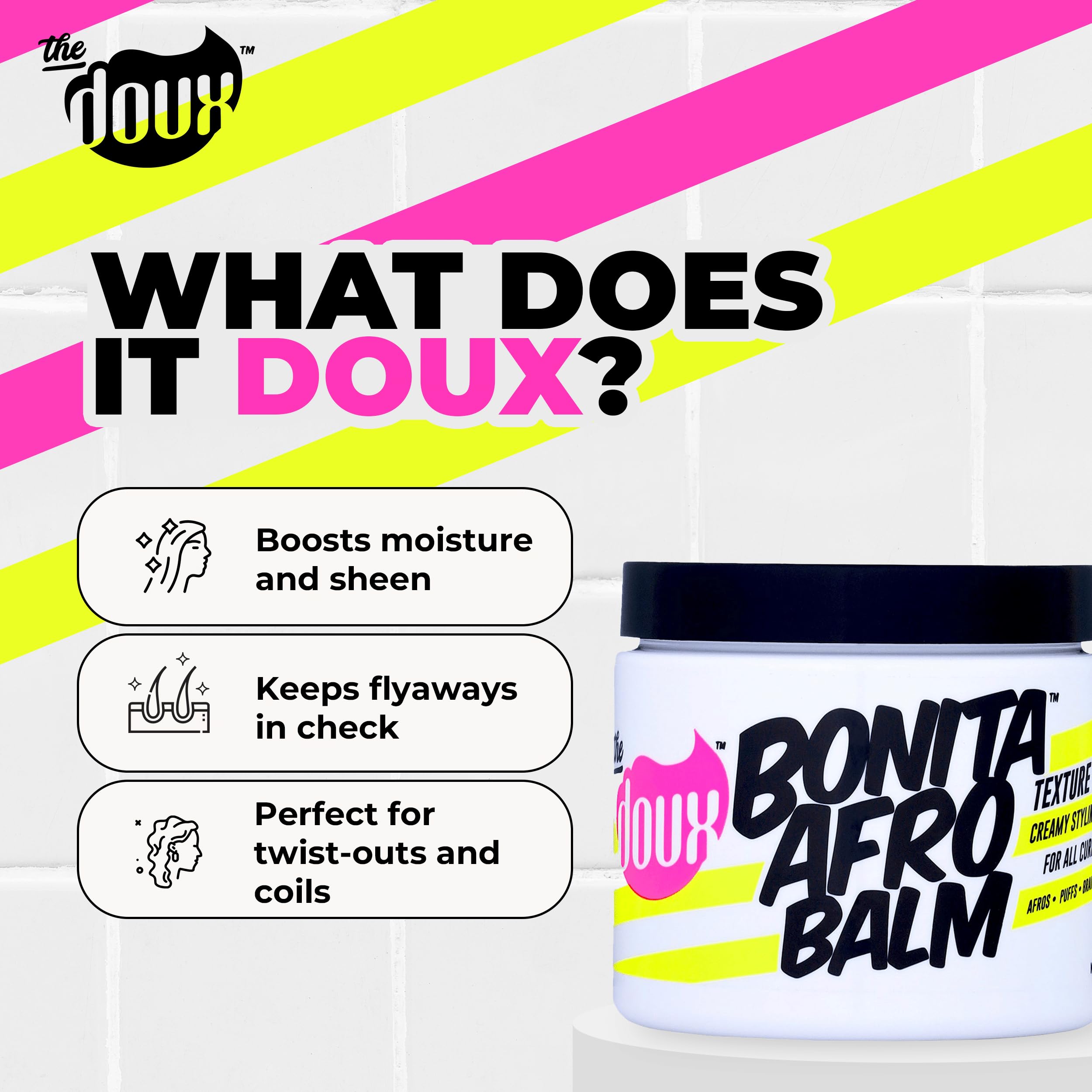 The Doux Curl Defining Cream Pomade applied for sleek, shiny curl texture
