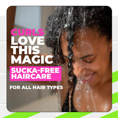 The Doux Fresh Rinse detangled curls show smooth, defined texture.