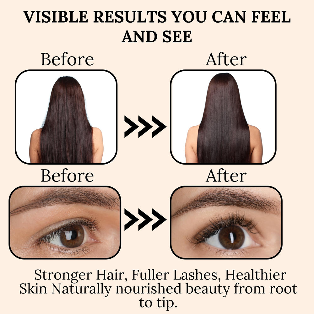 The Goodbye Company castor oil demonstrating hair, lashes, and brows application