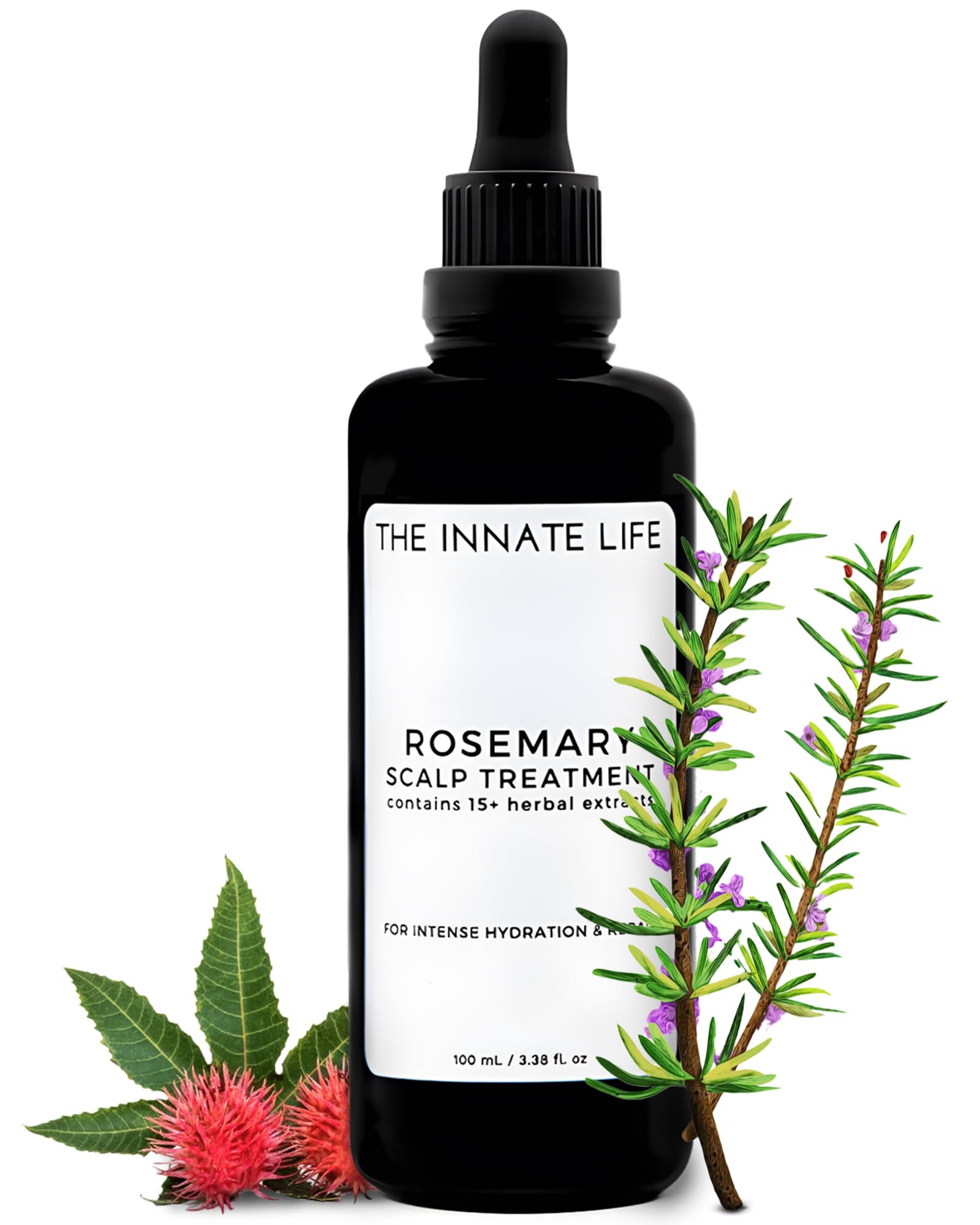 The Innate Life rosemary-scalp-oil-bottle for daily scalp nourishment and healthier-looking hair.