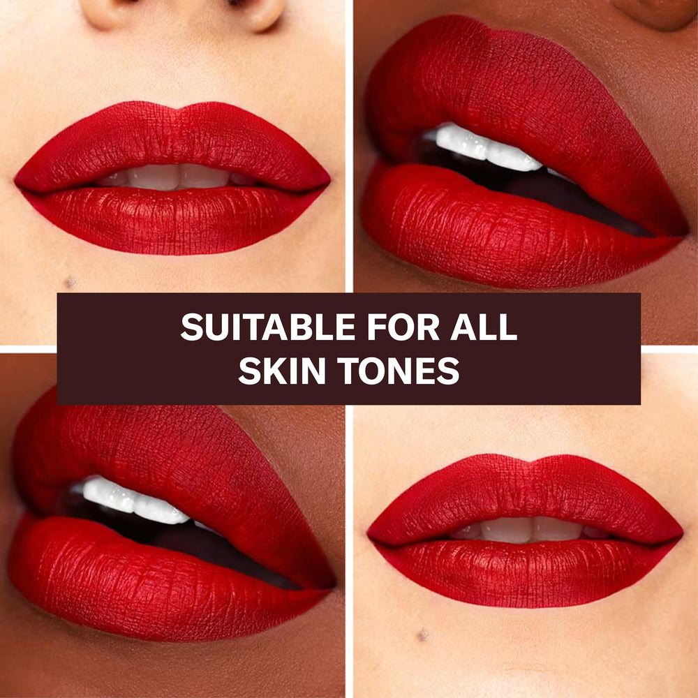 The Lip Bar Bawse Lady color swatch emphasizes vibrant pigment and smooth application.