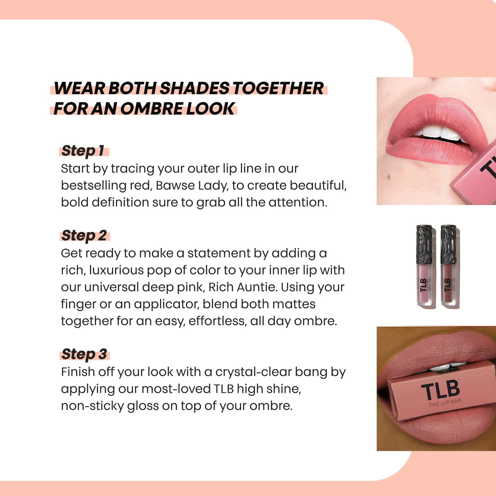 The Lip Bar packaging highlights the compact mini size for on-the-go touch-ups
