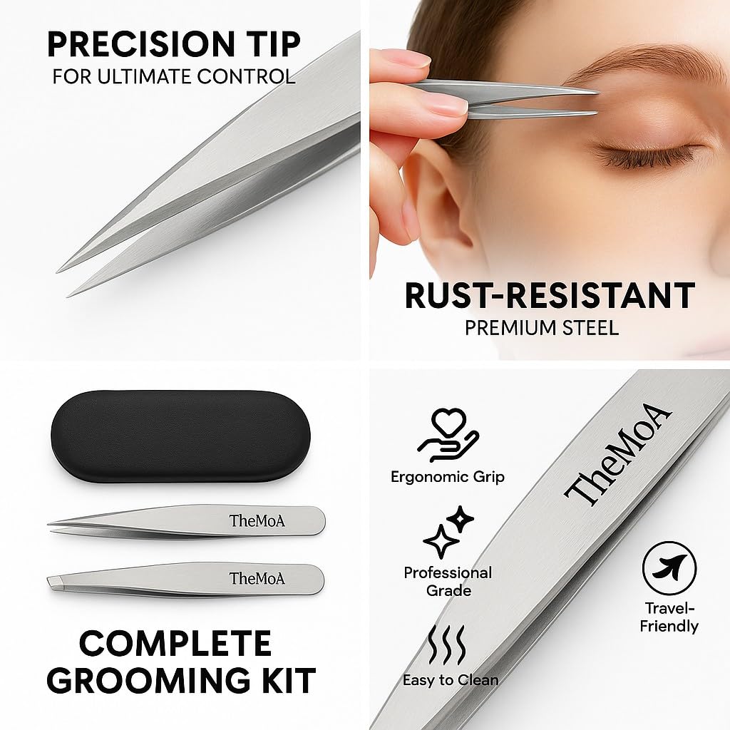 THEMOA precision tweezers for crafts and detail work beyond grooming