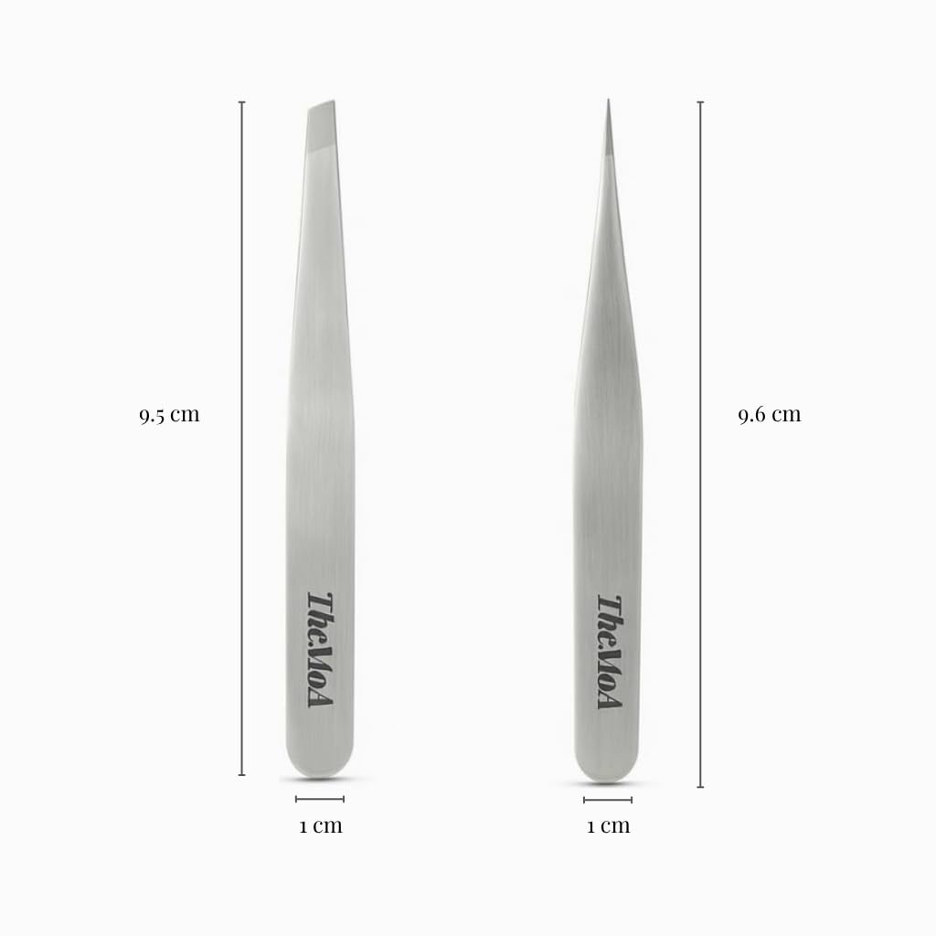 THEMOA slant-tip tweezer in case for safe storage and travel
