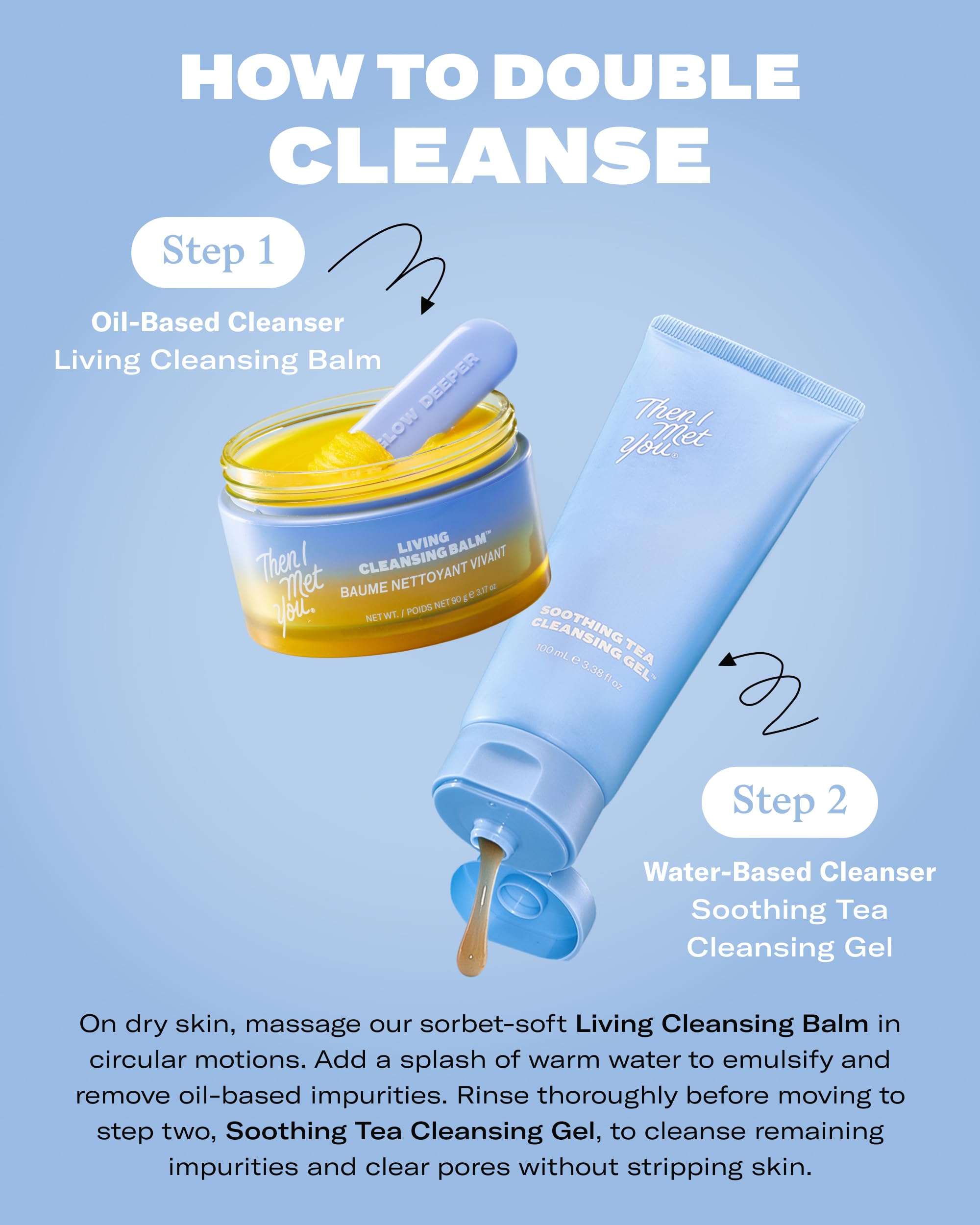 Before and after results using Then I Met You Living Cleansing Balm for clear skin.