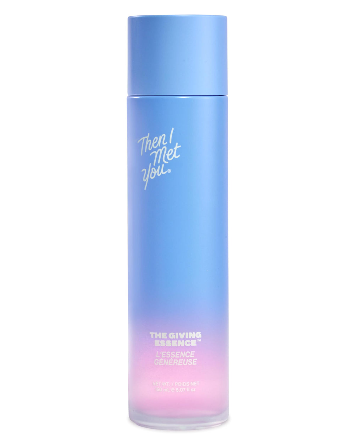 Then I Met You The Giving Essence bottle closeup for hydrated, balanced skin.