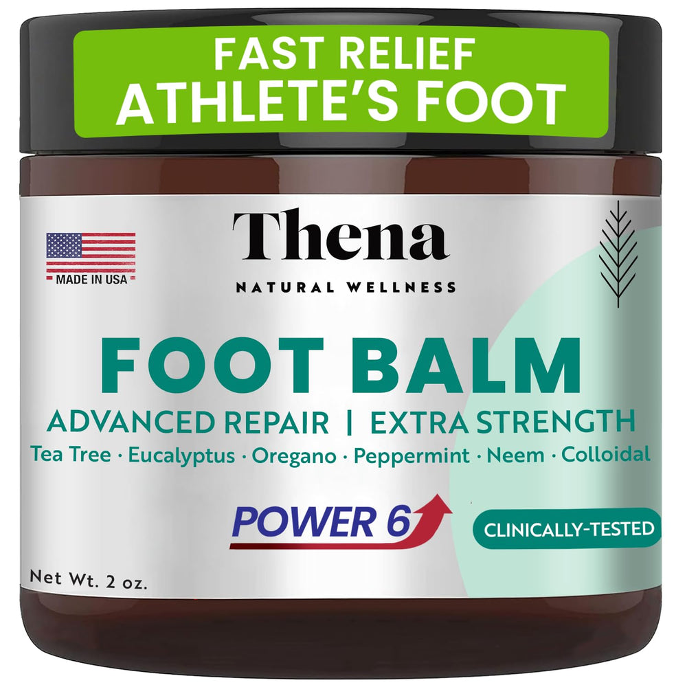Thena foot cream tea tree oil application calms itching and nourishes skin.