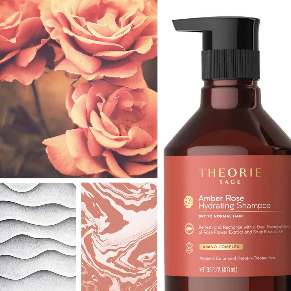 Theorie Amber Rose Conditioner cream-texture close-up suggests rich nourishment and detangling.