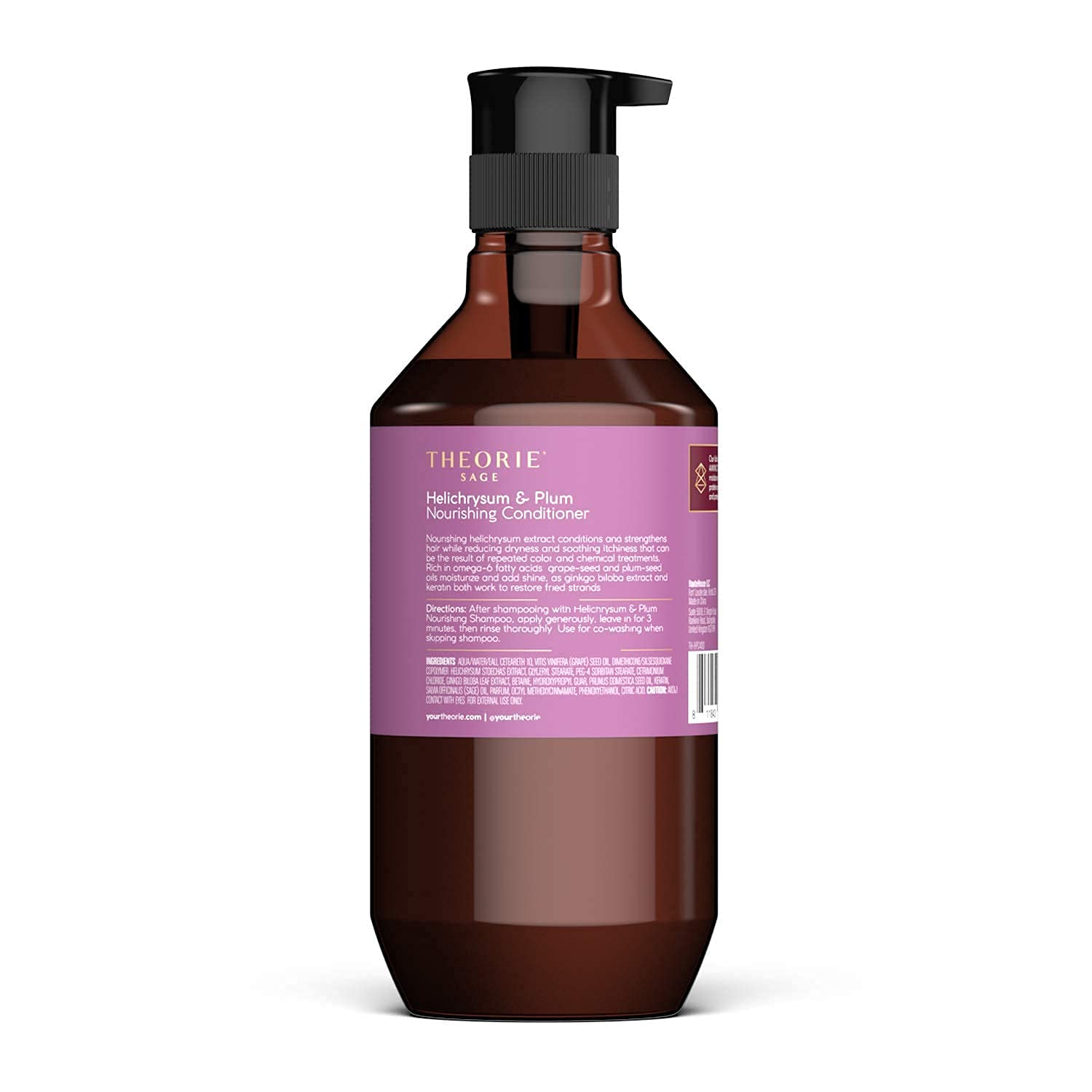 Theorie Helichrysum & Plum conditioner application shows silky, manageable hair.