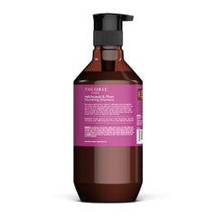 Theorie shampoo label detail highlights color- and keratin-treated hair.